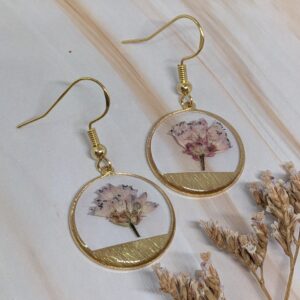 Purple fantasy gold framed earrings