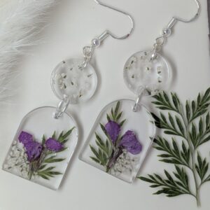 Wall flower silver dangle earrings
