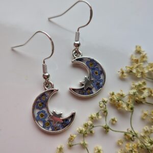 Forget me not moon earrings